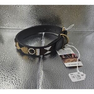 Dog Collar Africa Maasai Brown/Gold Beaded Collar Size  12 Inch Standard